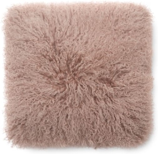 Haddie Mongolian Fur Cushion 45 x 45cm, Dusky Pink