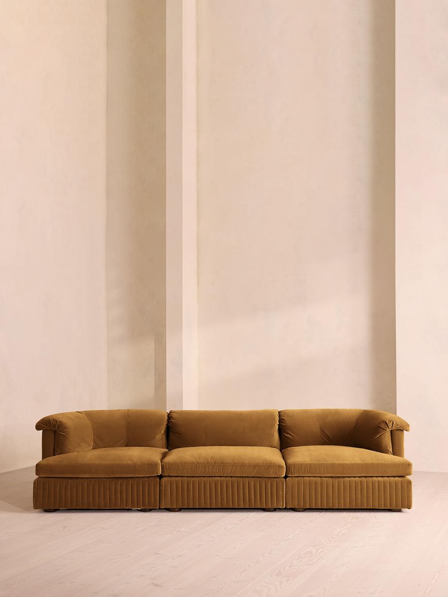 Oona Modular Sofa, Four Seater, Velvet Mustard