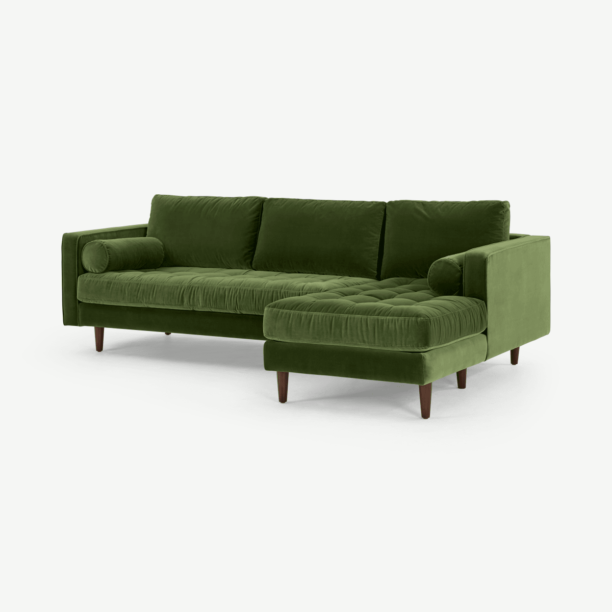 Scott 4 Seater Right Hand Facing Chaise End Corner Sofa, Grass Cotton Velvet