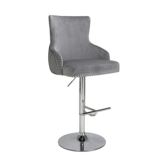 Sirocco Brushed Velvet Bar Stool In Grey