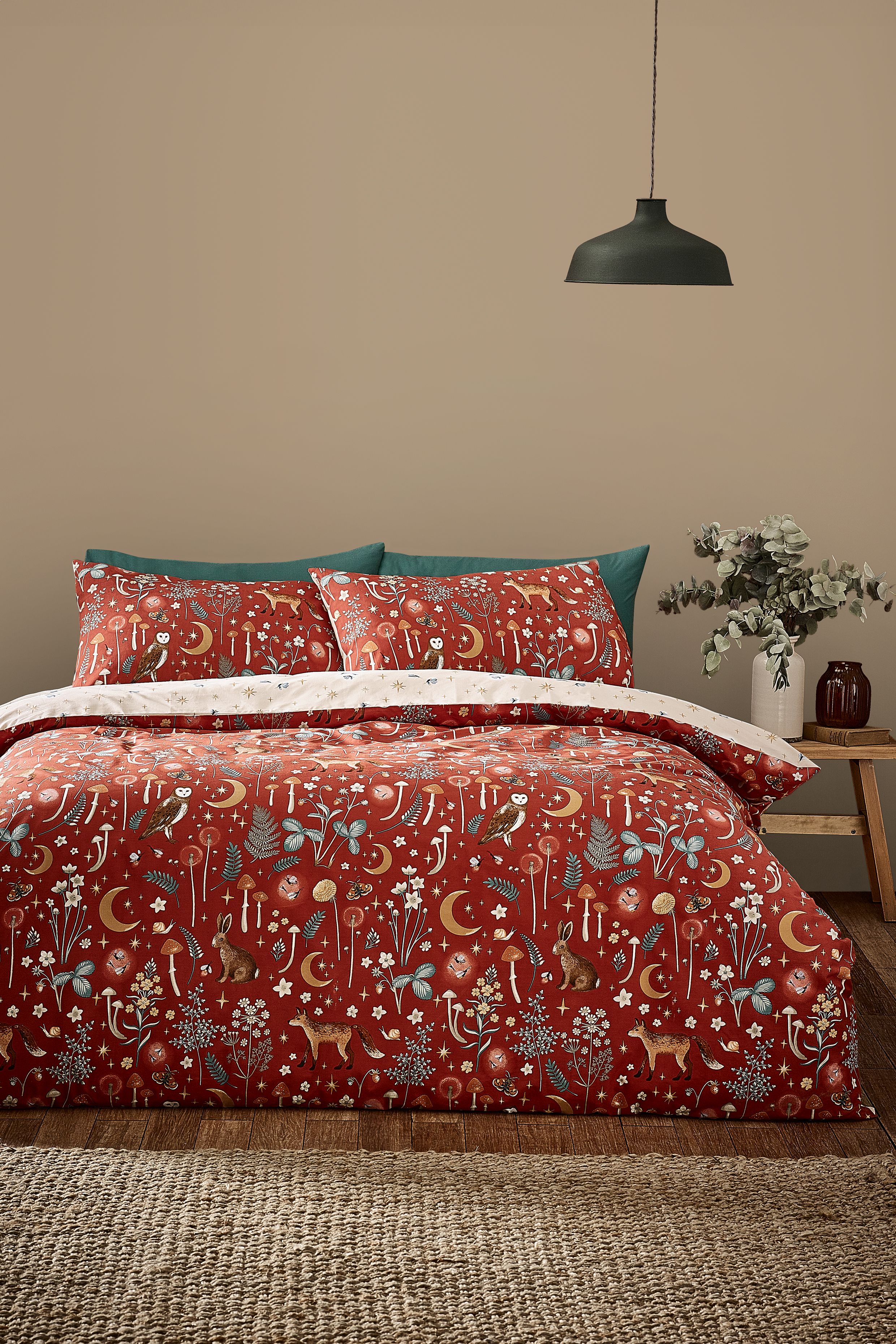 Catherine Lansfield 'Enchanted Twilight Animals' Reversible Duvet Cover Set in Burnt Orange