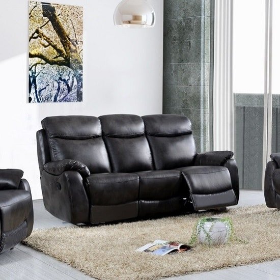Canton Recliner 3 Seater Sofa In Grey Faux Leather
