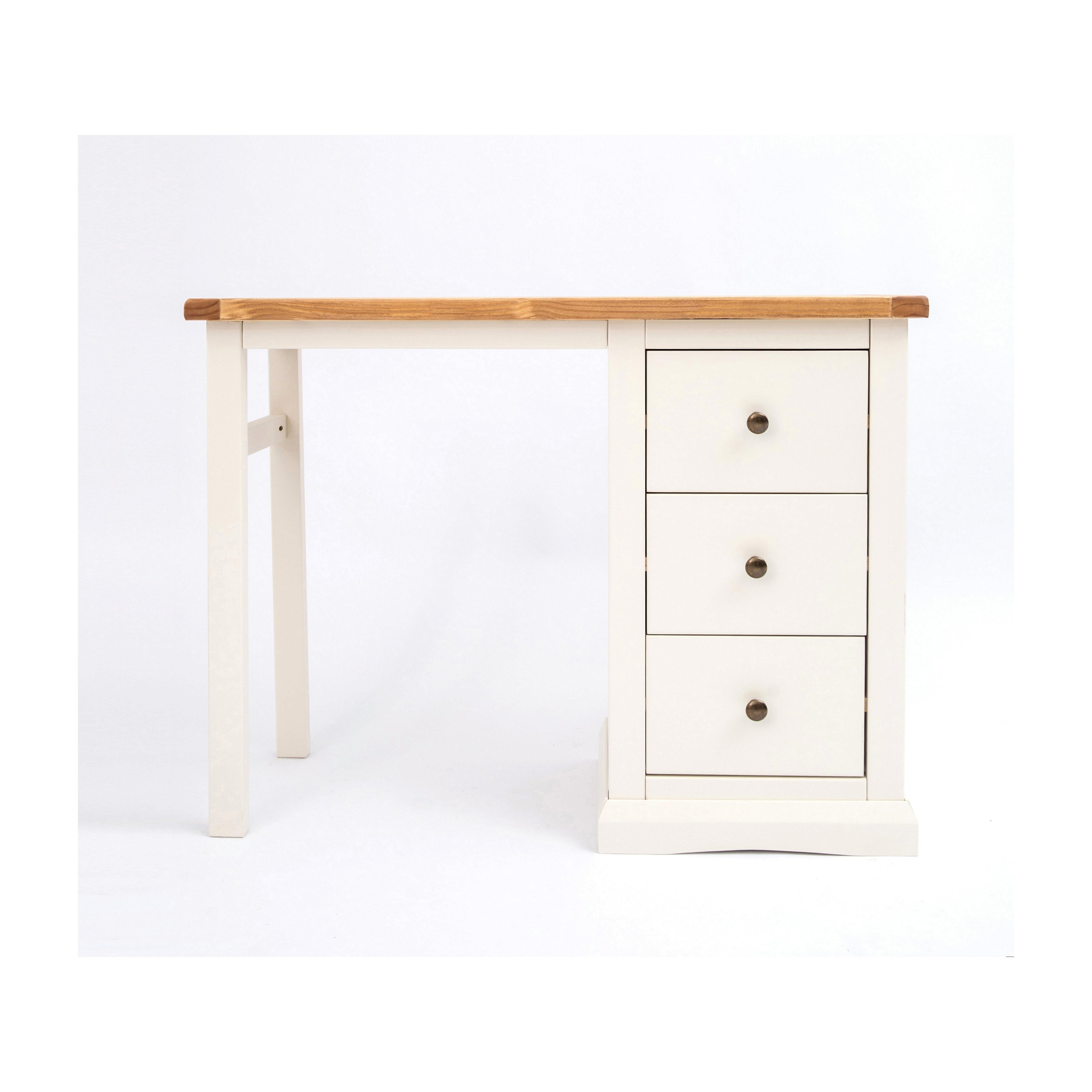 Cabinet Bits Castelli 3 Drawer Desk - Dressing Table Brass Knob in Off-White