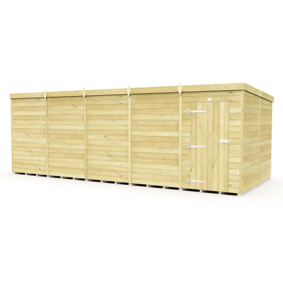Buttercup Farm 20 x 8 Feet Pent Shed - Single Door W/O Window - L231 x W589 x H201 cm in Brown
