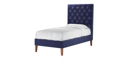 Rosalie 150cm Single Bed in Prussian Blue Cotton Matt Velvet - sofa.com