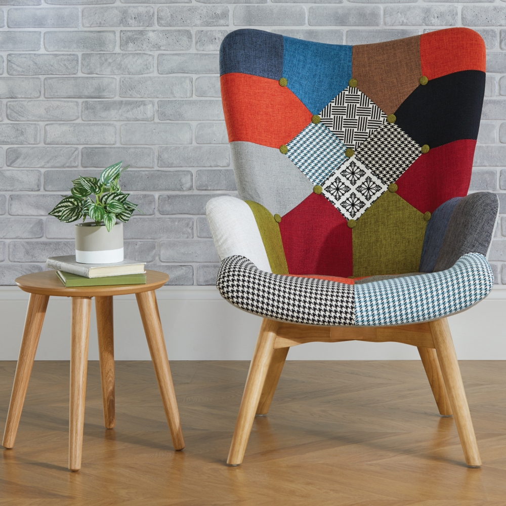 Sloane Multi-Coloured Patchwork Fabric Chair