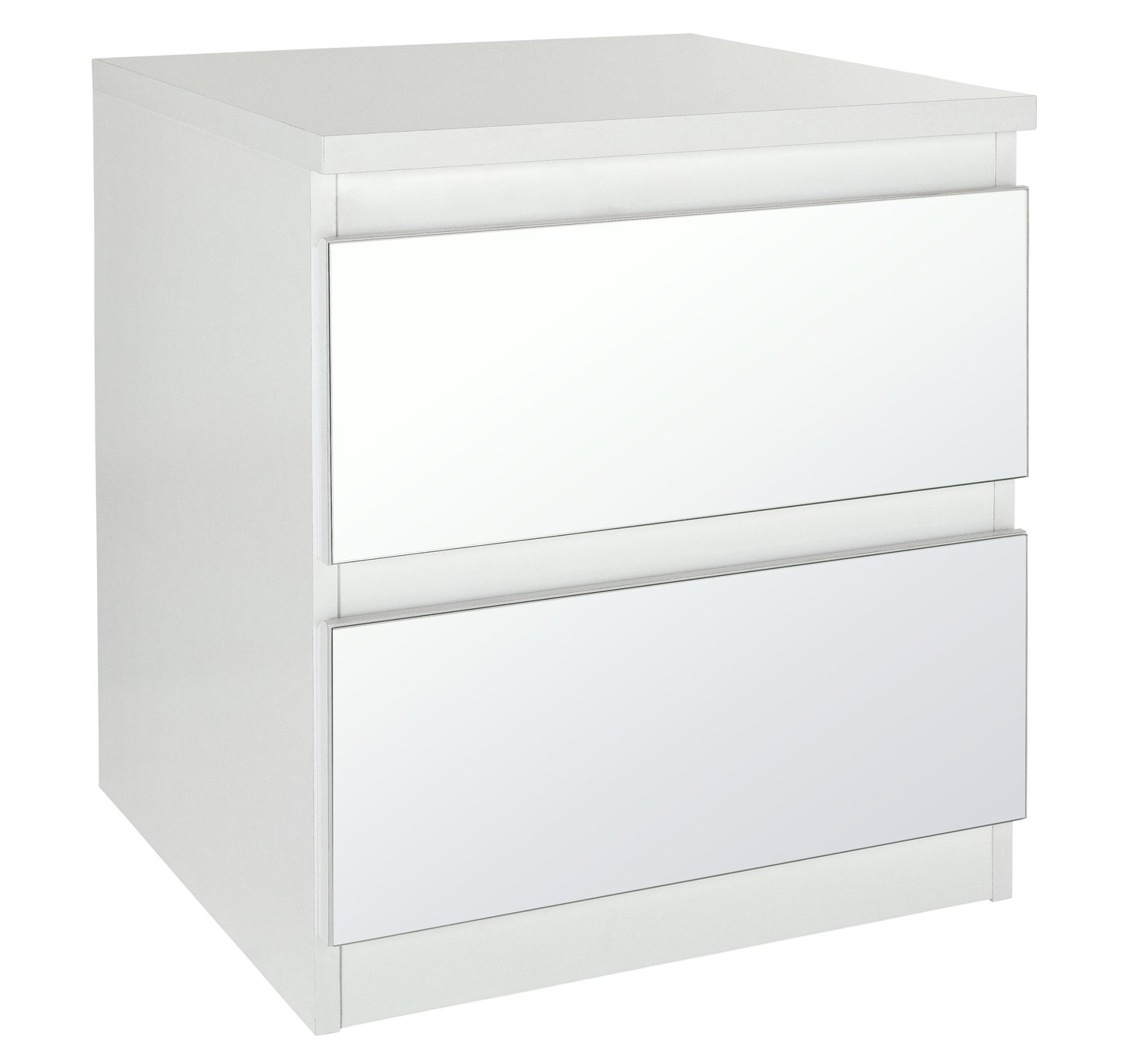 Habitat Jenson Gloss 2 Drawer Mirror Bedside Table -White