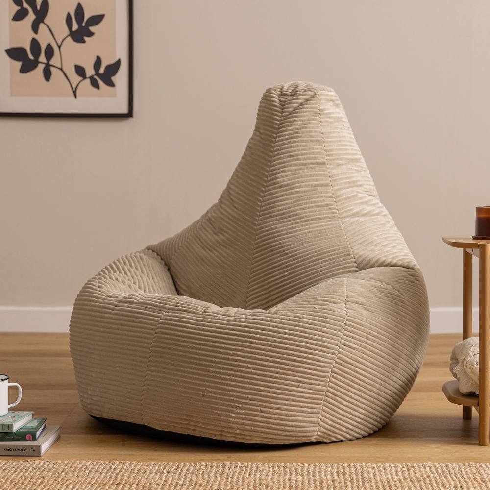 icon Dalton XL Jumbo Corduroy Bean Bag Recliner in Stone