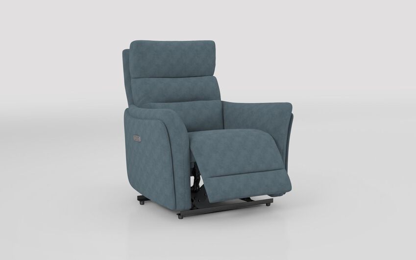 Blue Fabric Cleveley Power Recliner Chair with Power Head Tilt