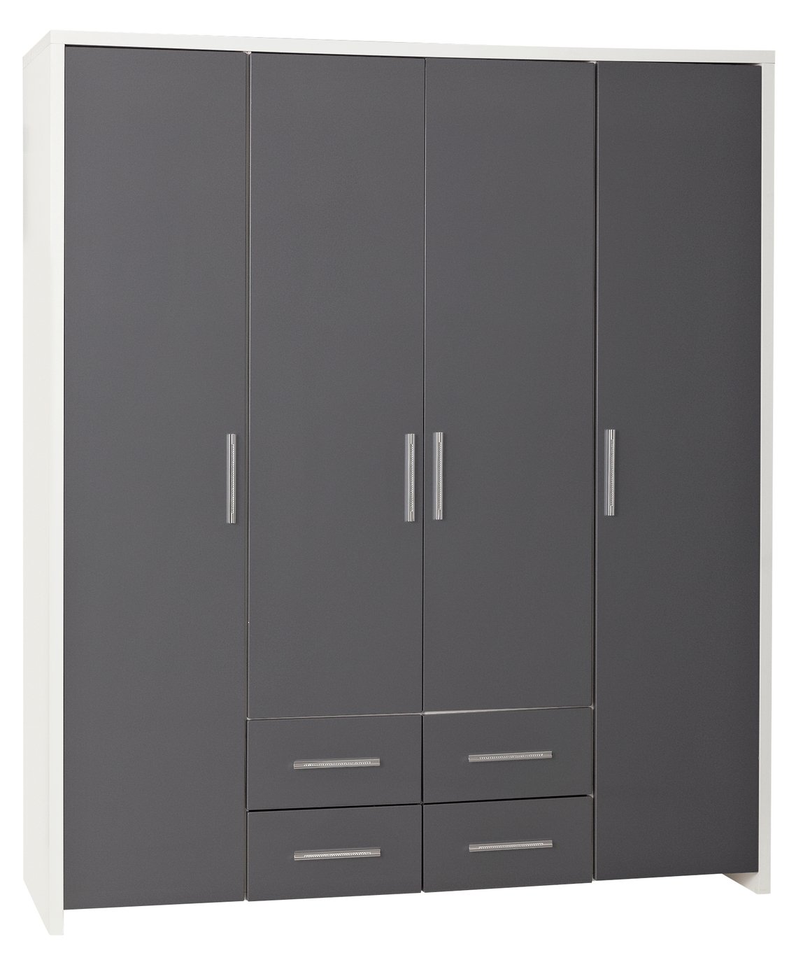 Argos Home Broadway 4 Dr 4 Drw Wardrobe - Grey Gloss & White