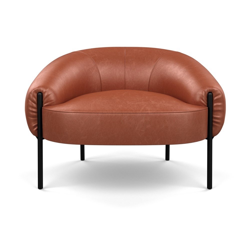 Heal's Isola Armchair Leather Stonewash Light Brown 274 Black Feet