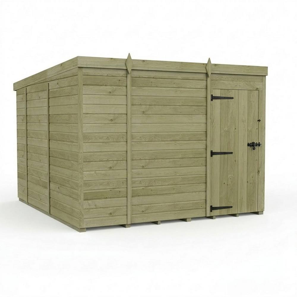 Buttercup Farm 9ft x 10ft Pent Garden Shed Single Door No Windows - Timber in Brown