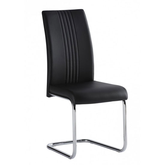 Monaco PU Leather Dining Chair In Black