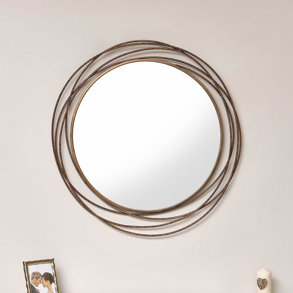 Melody Maison Large Antique Gold Swirl Wall Mirror - 88cm X 85cm in Metallic Gold