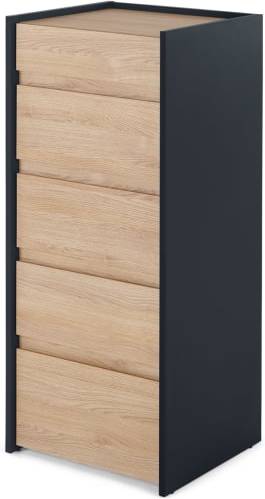 MADE Essentials Stu Tallboy, Oak Effect & Ocean Blue