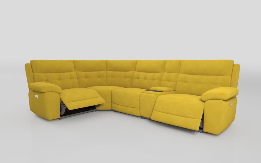Green Fabric Belford 1 Corner 3 Power Recliner Sofa with Media Console