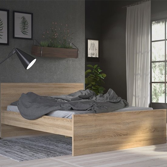 Nakou Wooden Double Bed In Oak