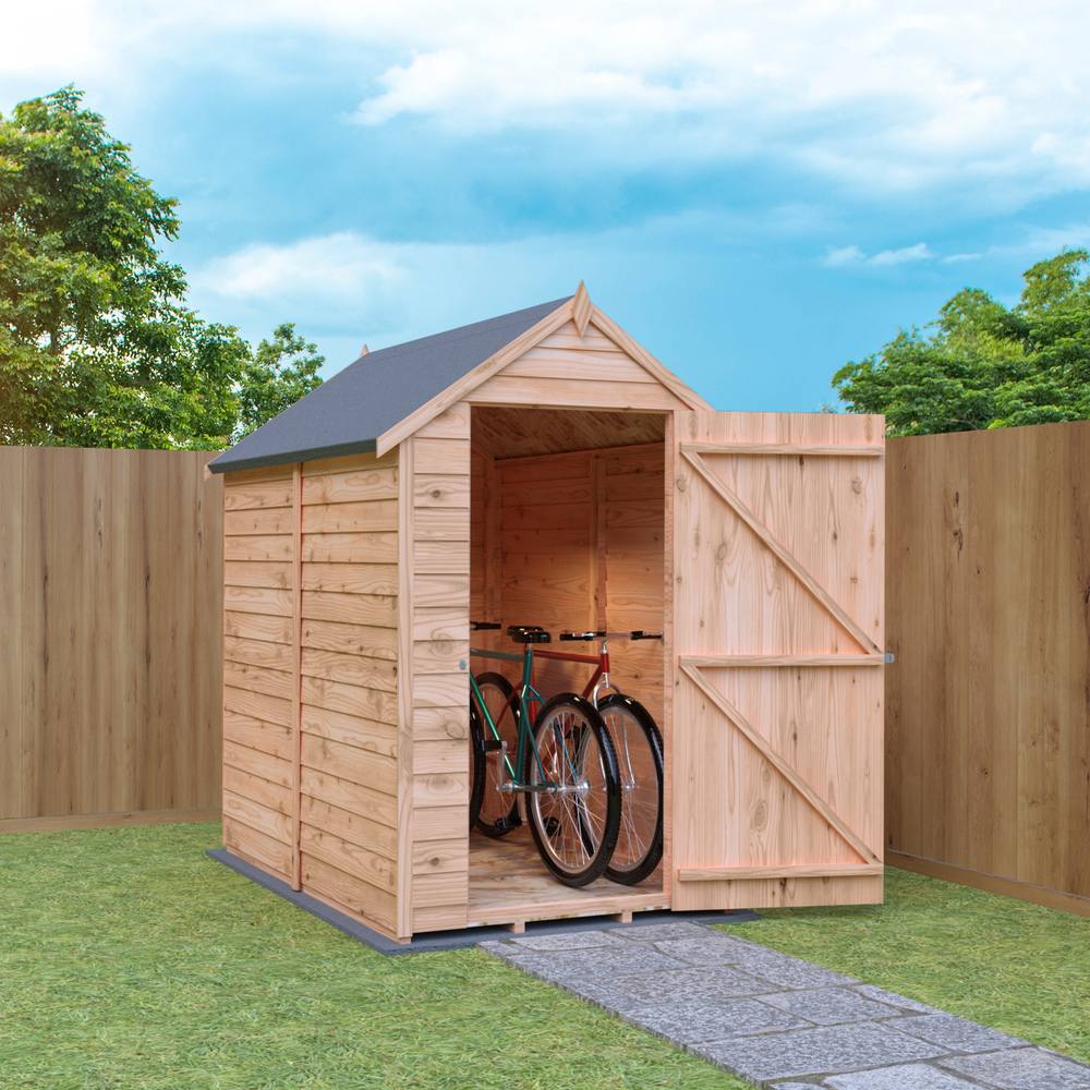 Shires Overlap 6 x 4 Feet Dip Treated Value Range Apex Shed Single Door in Brown 5