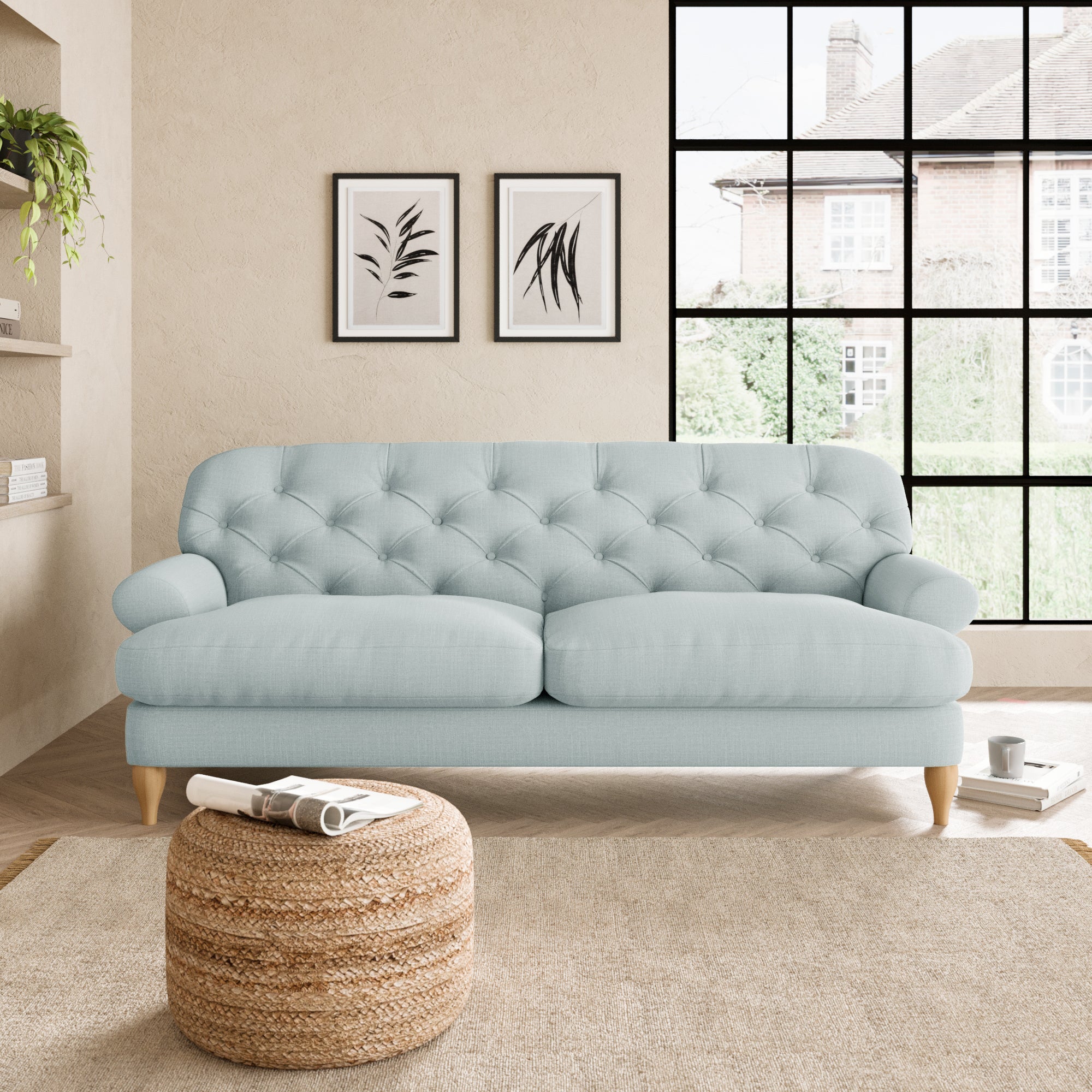Canterbury Slub Cotton Blend 3 Seater Sofa Grey