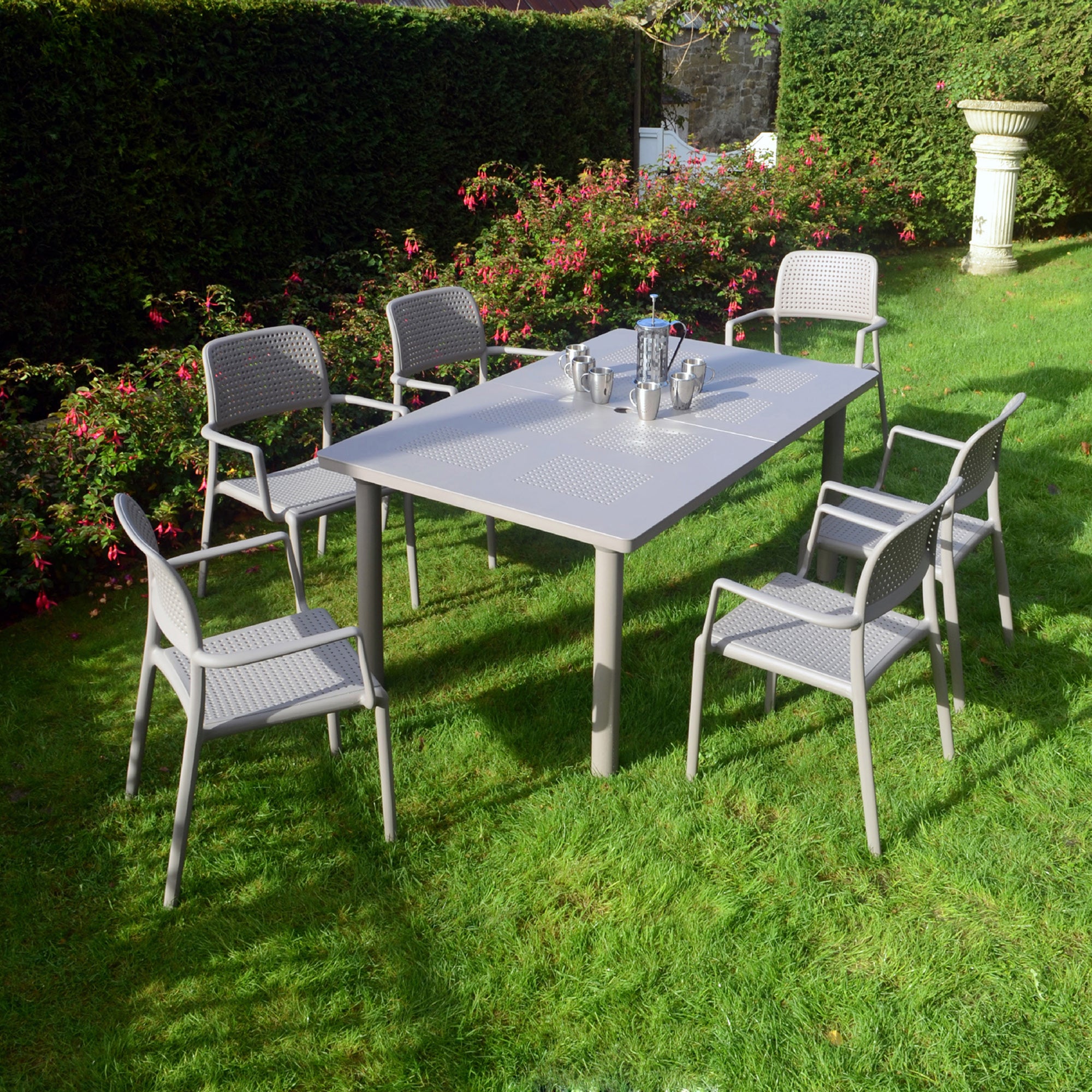 Libeccio 6 Seater Dove Grey Dining Set with Bora Chairs Grey
