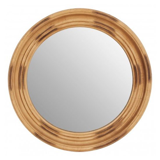 Serene Round Wall Bedroom Mirror In Antique Gold Frame