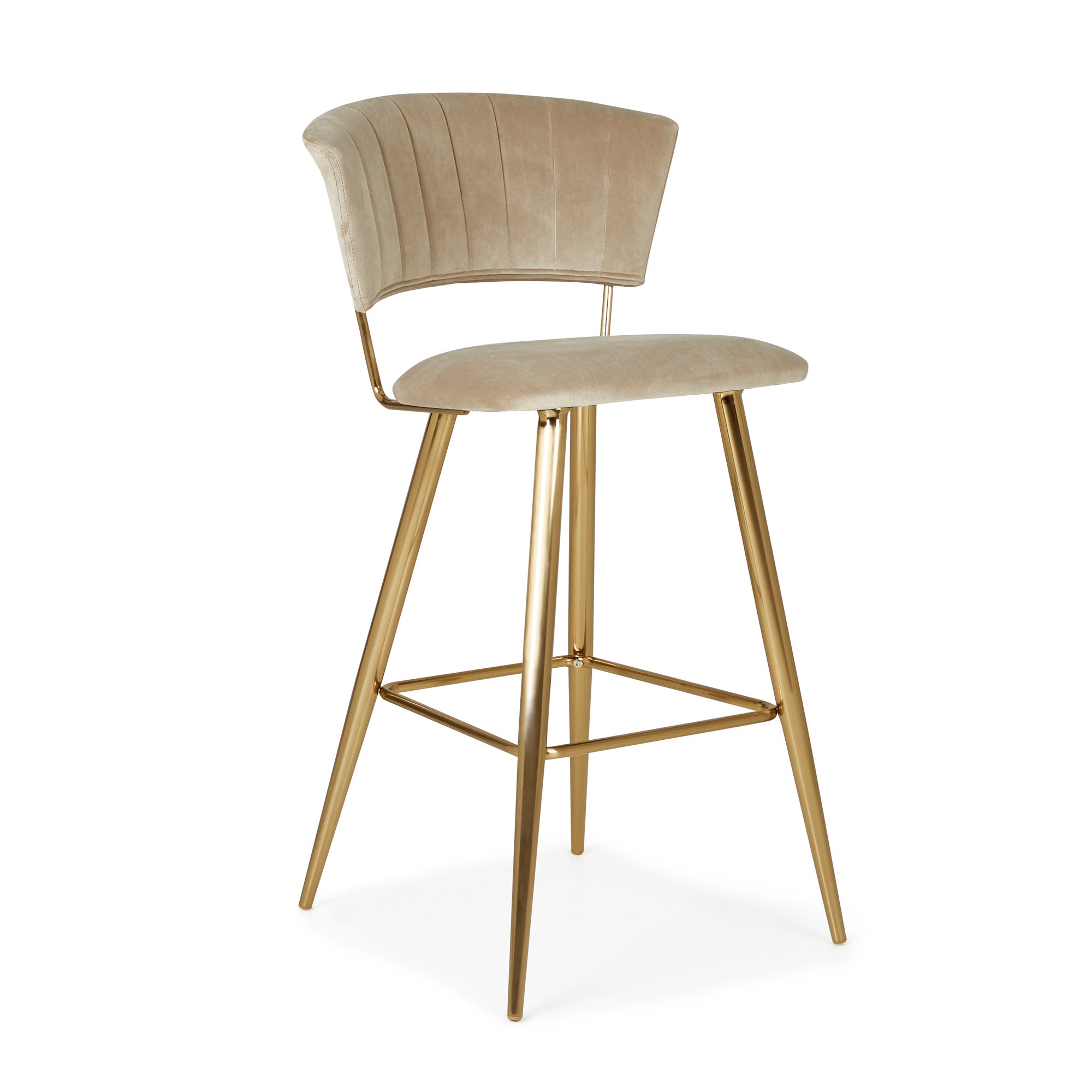 Kendall Velvet Bar Stool Brown and Gold