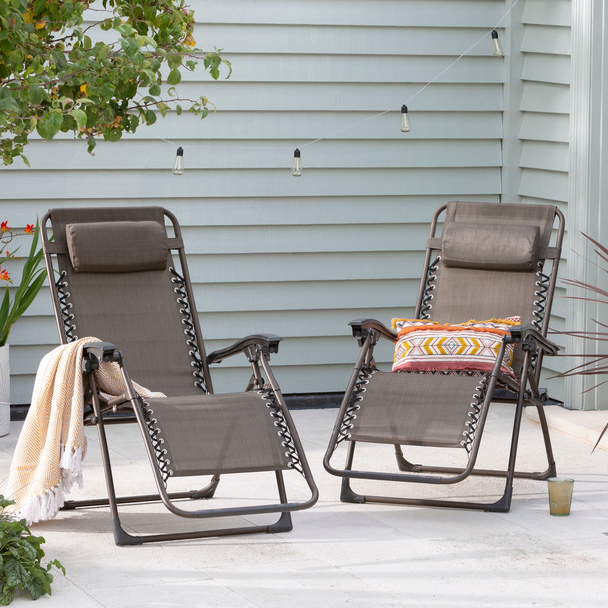 Helsinki Set of 2 Bronze Zero Gravity Loungers Bronze