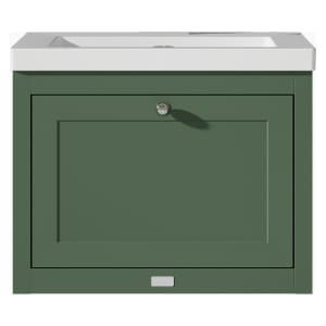 Bayswater Hartleigh Hunter Green Traditional Wall Hung Vanity Unit & 1 Tap Hole Modern Recessed Basin - 600mm