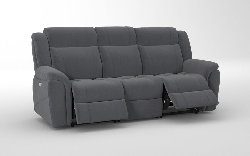 Black Fabric Elland 3 Seater Power Recliner Sofa