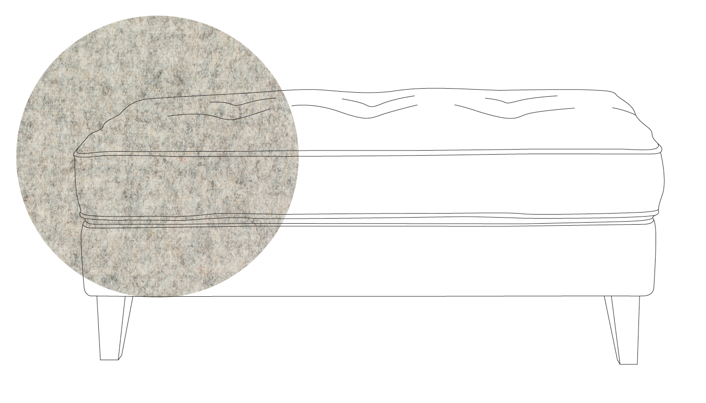 Heal's Mistral Footstool Melton Wool Limestone Black Feet