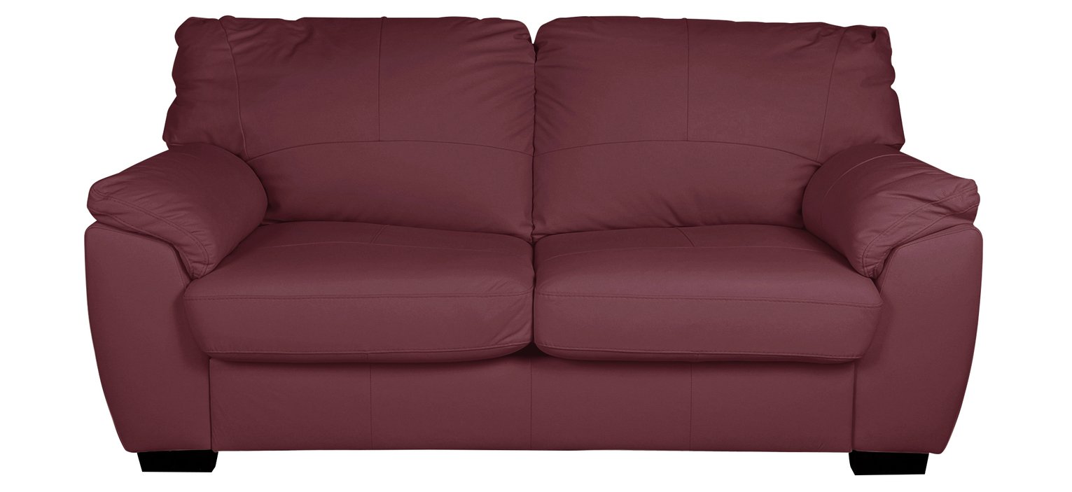 Argos Home Milano 2 Seater Leather Sofa Bed - Burgundy