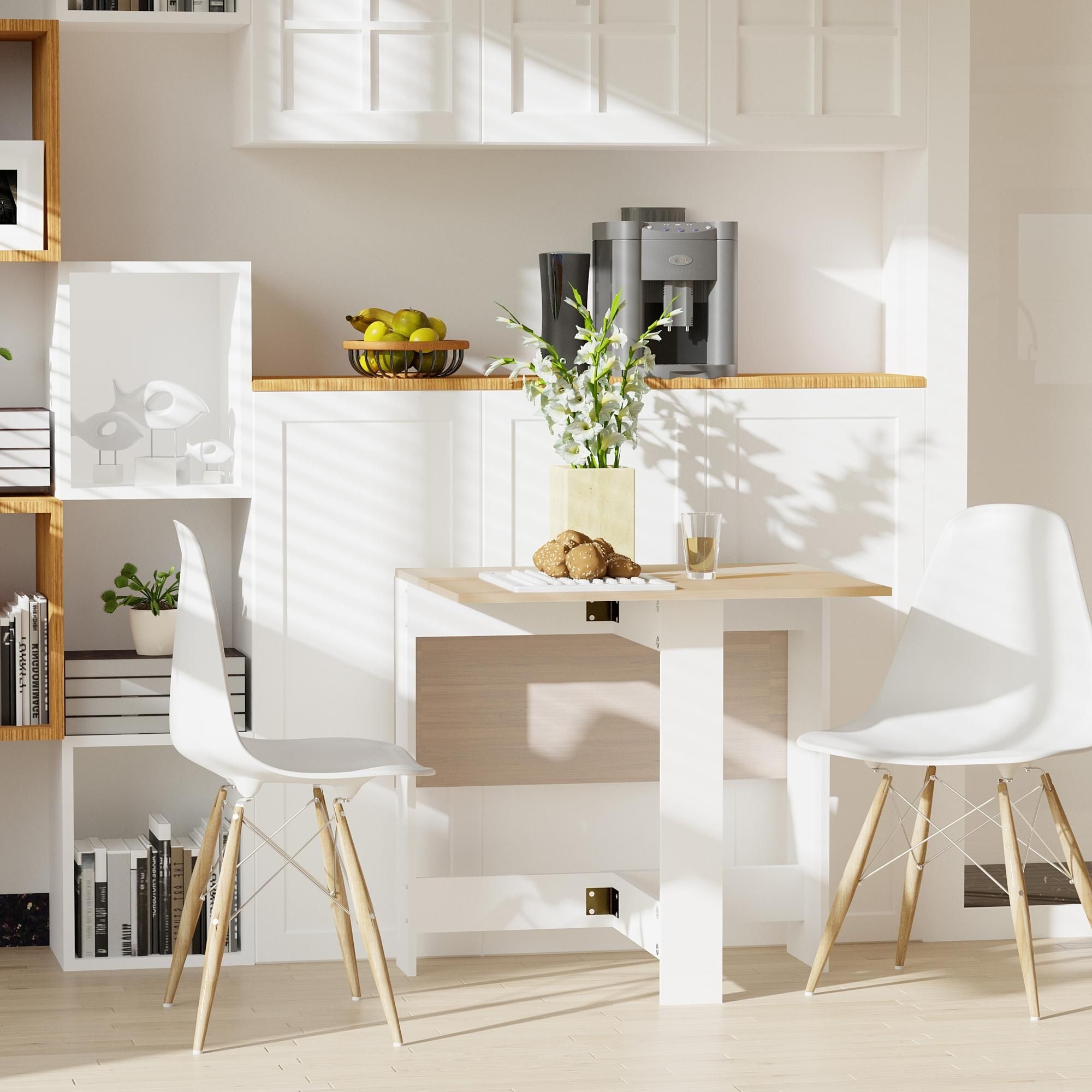 HOMCOM Wooden Folding Butterfly Drop Leaf Dining Table Desk Particle Board in Light Brown