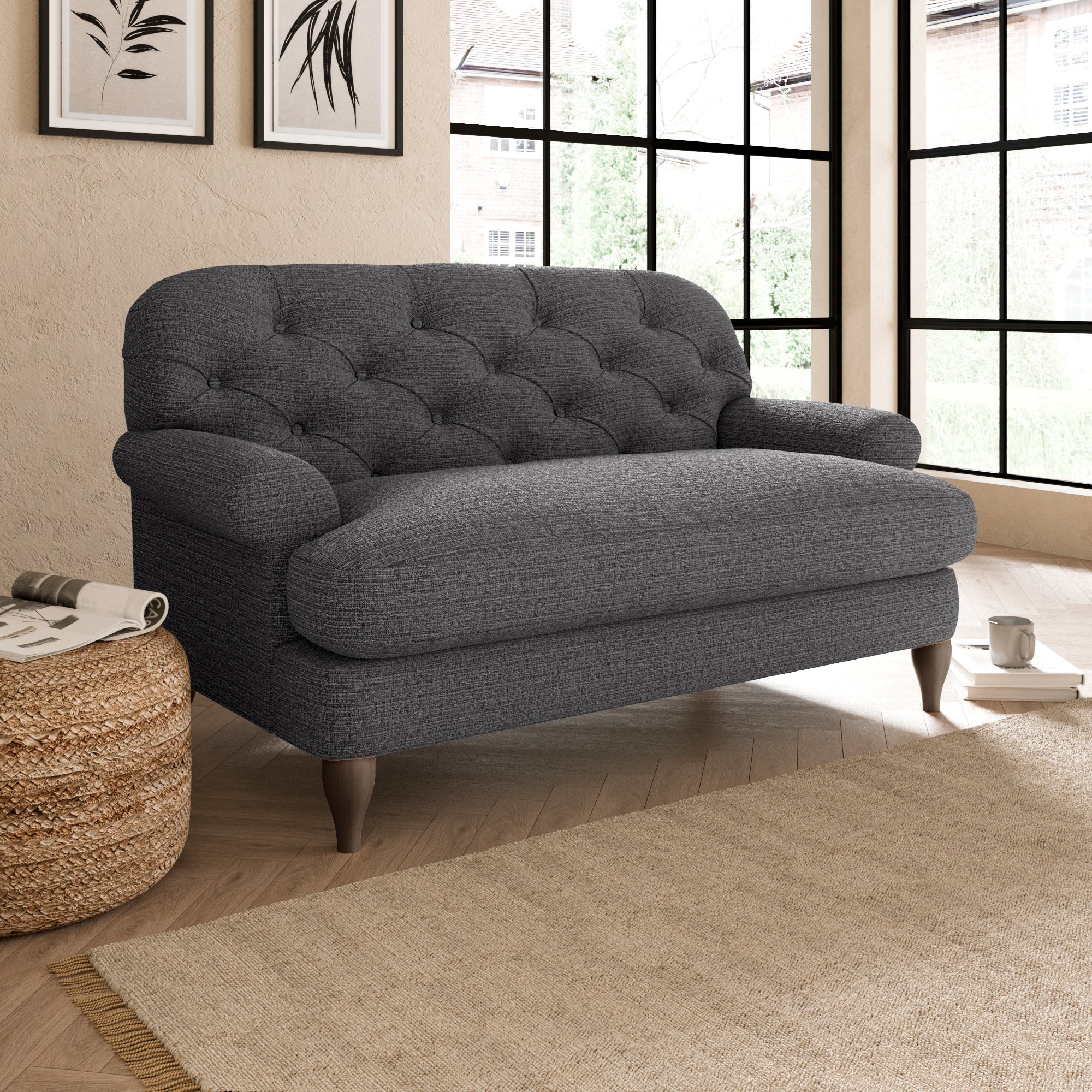 Canterbury Textured Weave Snuggle Chair Grey