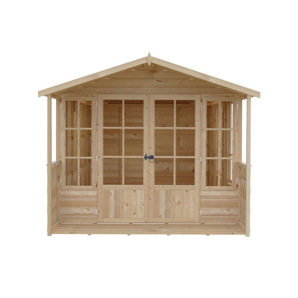 Shires Delmora 8x14 Shiplap Summerhouse with Veranda - L4186xW2456xH2174 mm in Light Brown