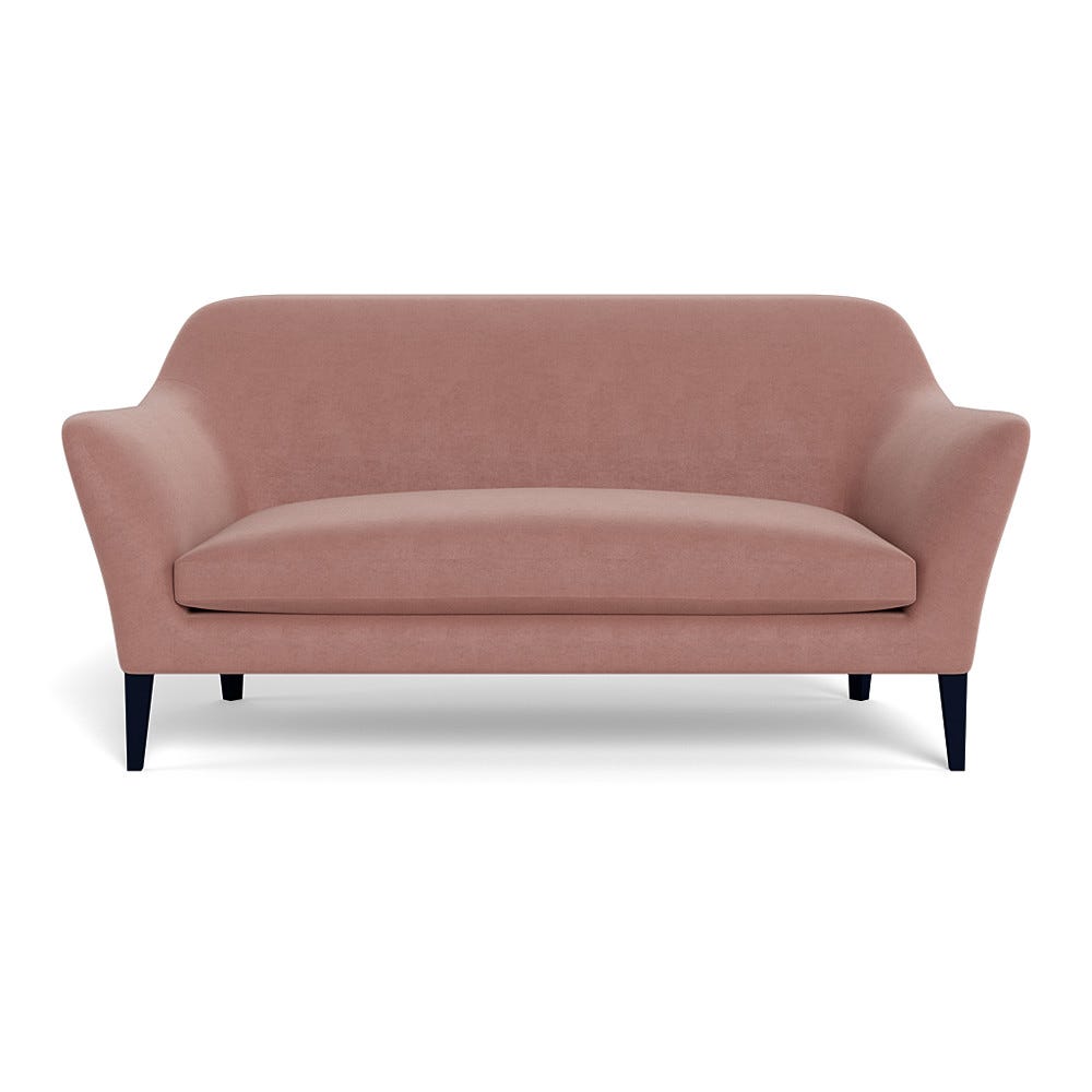 Heal's Wallis 3 Seater Sofa Smart Luxe Velvet Dusky Pink Black Painted Oak Feet 2