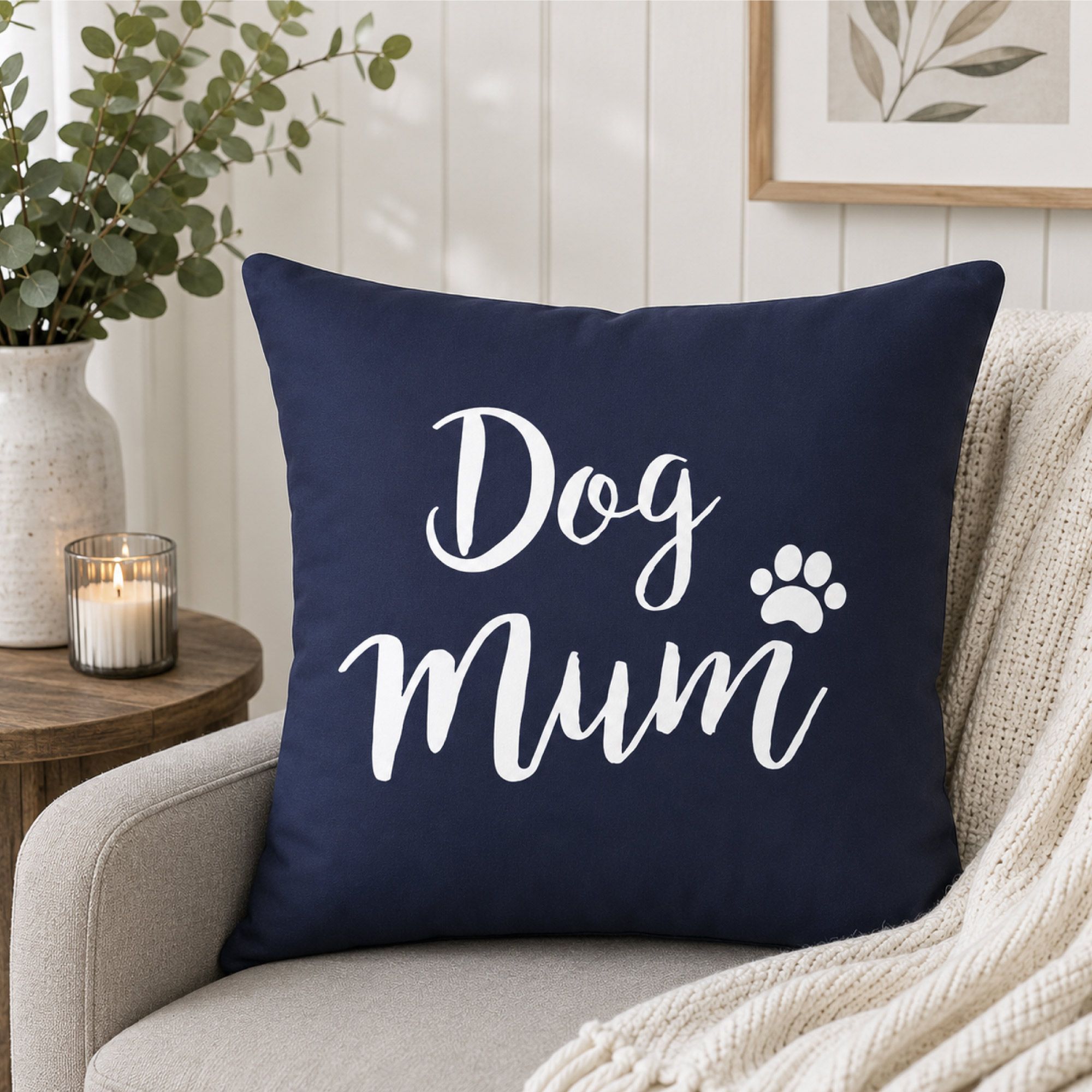 60 SECOND MAKEOVER Dog Mum Cushion Cover 16" x 16" in Navy
