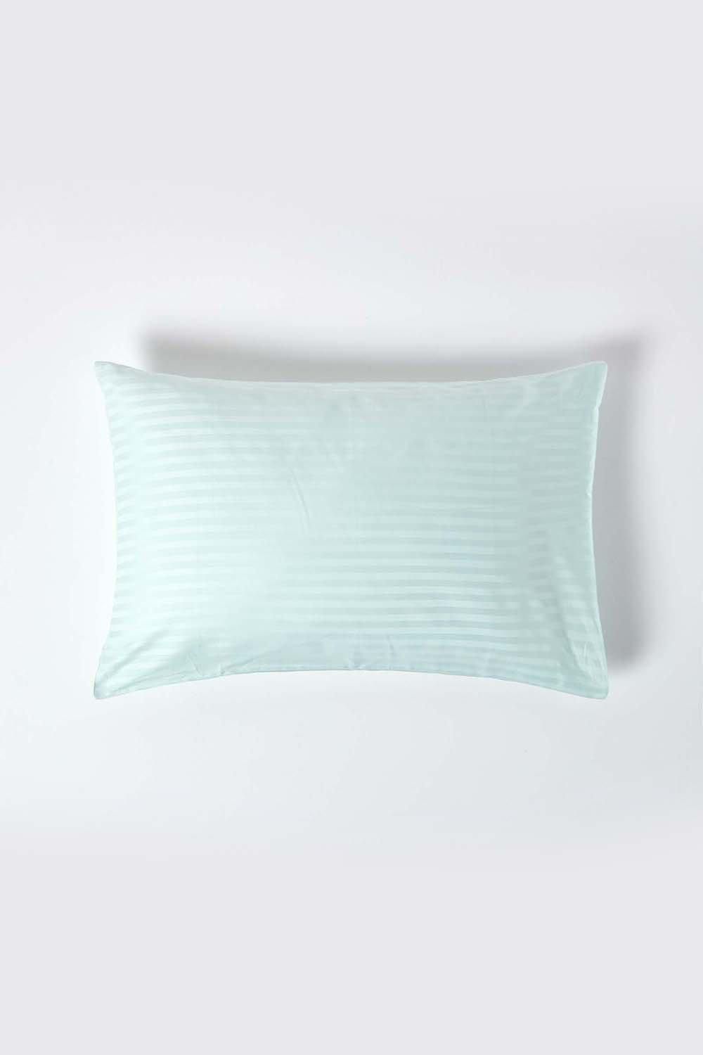 Homescapes Egyptian Cotton Satin Stripe Housewife Pillowcase 330 TC in Blue