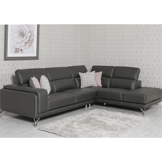 Linea Faux Leather Corner Sofa Bed In Grey