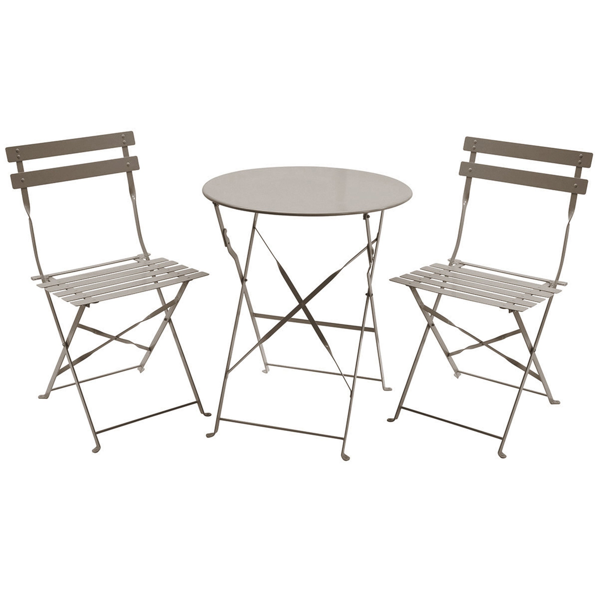 Folding 2 Seater Taupe Bistro Set Brown