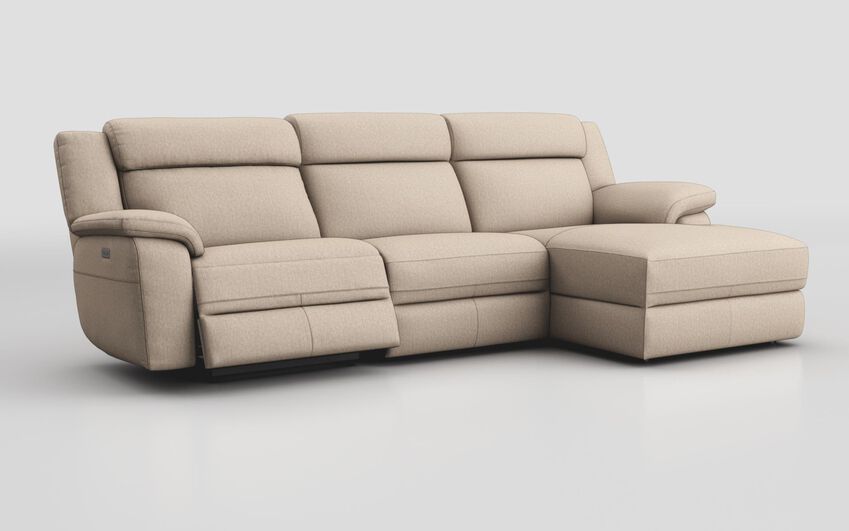 Brown Fabric Sarsina 3 Seater Sofa Left Hand Facing Power & Right Hand Facing Lounger