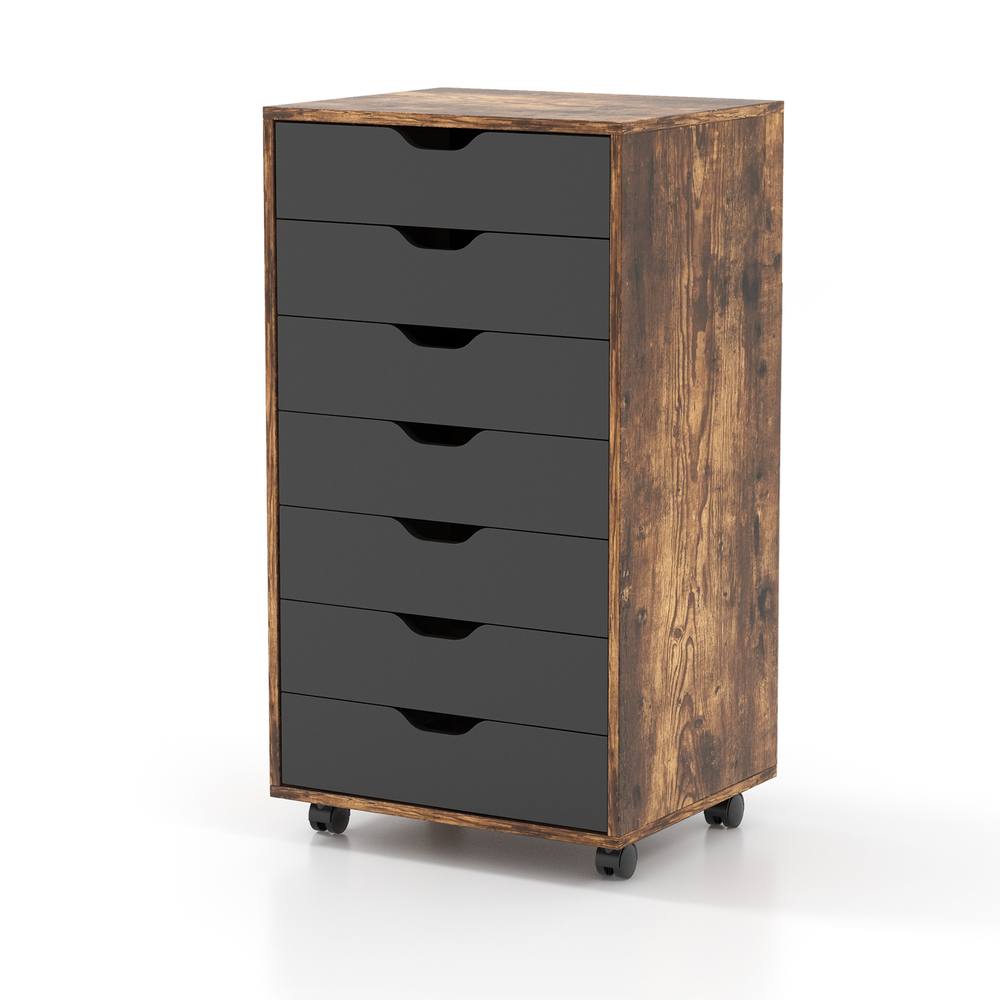 Costway 7-Drawer Storage Cabinet Mobile File Organizer Filing Dresser Chest in Brown