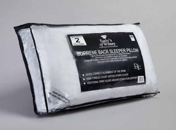 Early's of Witney 'Back Sleeper' Twin Pack Pillows in White