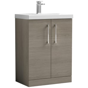 Nuie Arno Solace Oak 2 Door Vanity Unit & Basin - 840 x 610mm