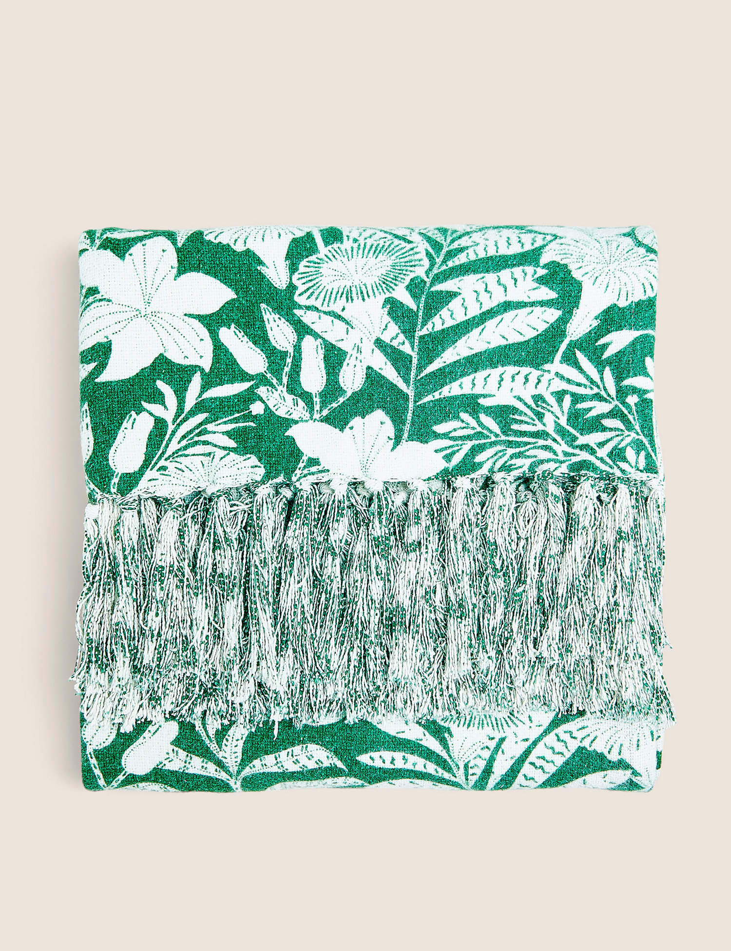 M&S Pure Cotton Patterned Throw