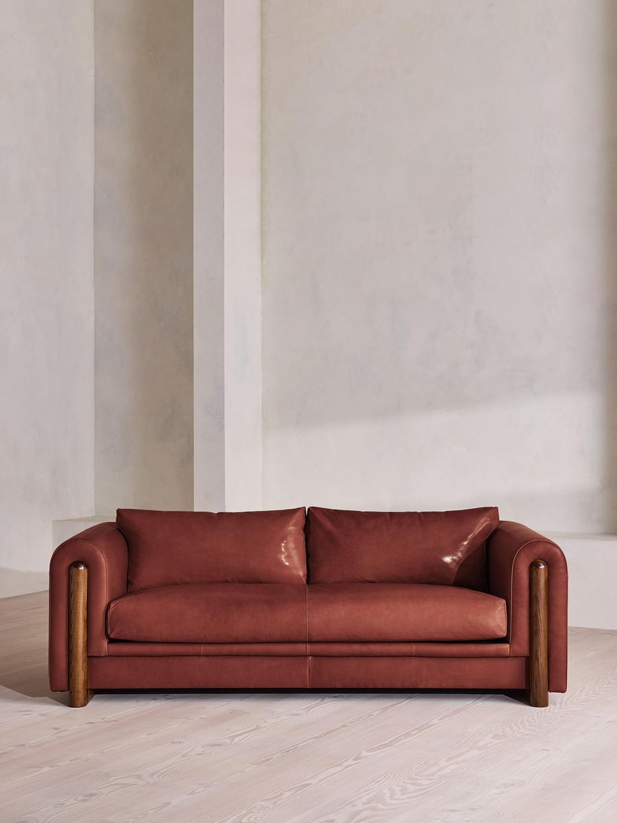 Farrell Three Seater Sofa, Leather, Sangria