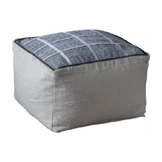 Vega Fabric Upholstered Square Pouffe In Grey