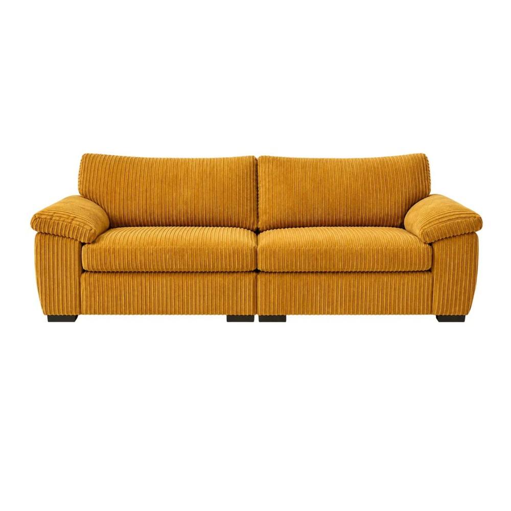 Bliss Furniture Amalfi 3 Seater Split Sofa Soft Fabric in Mustard