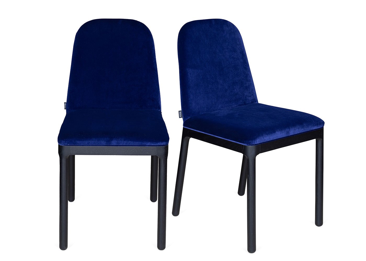 Heal's Ellie Pair of Dining Chairs Navy Velvet Black Ash Leg