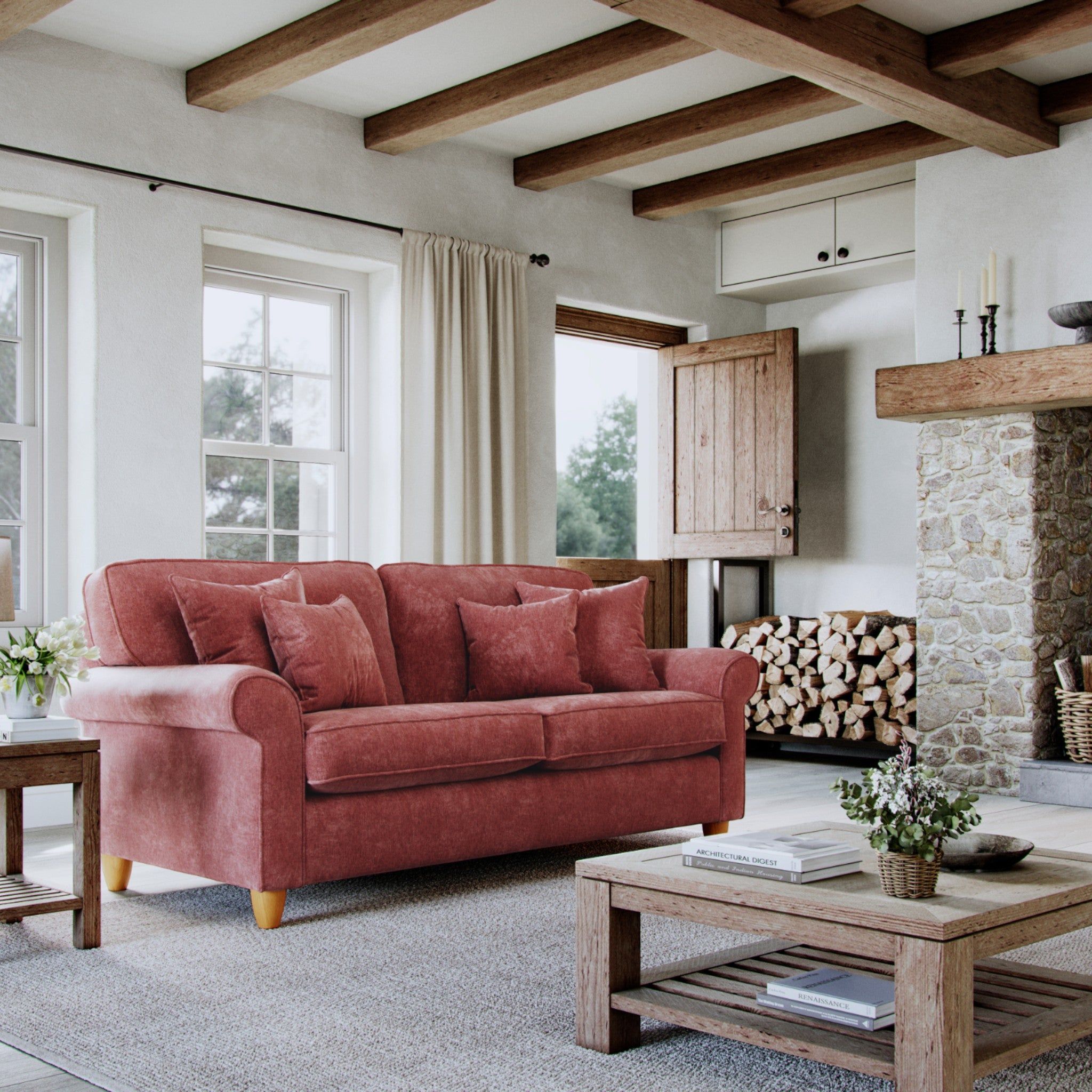 The Great Sofa Company Flora Medium Sofa Glory Deep Terra in Terracotta