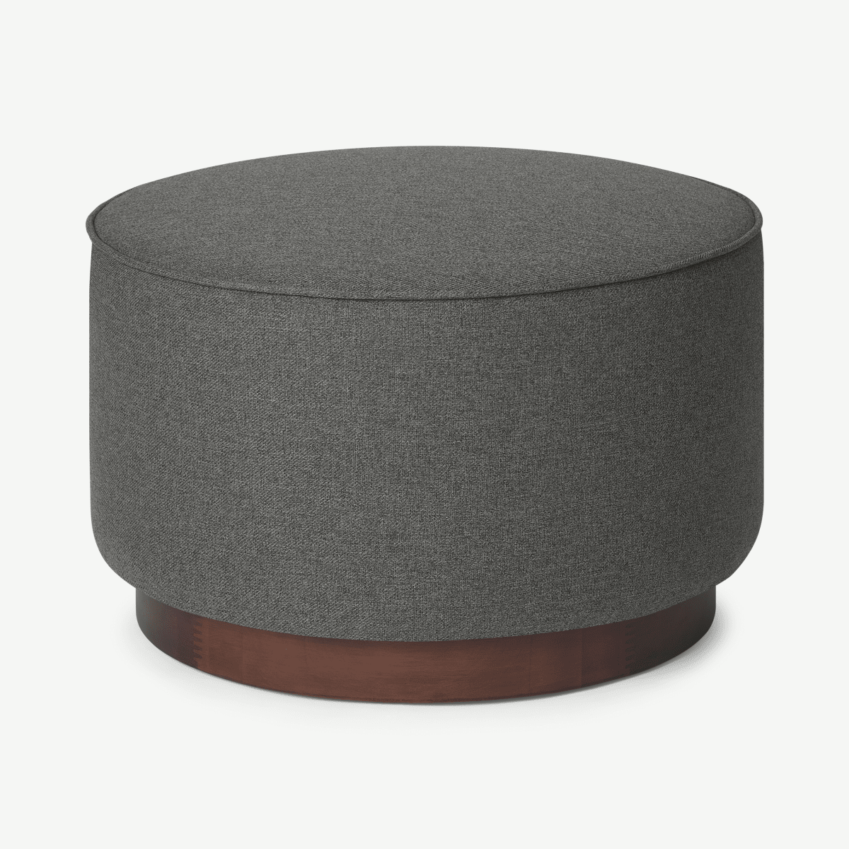 Hetherington Large Wooden Pouffe, Coventry Grey & Dark Stain Wood Fabric
